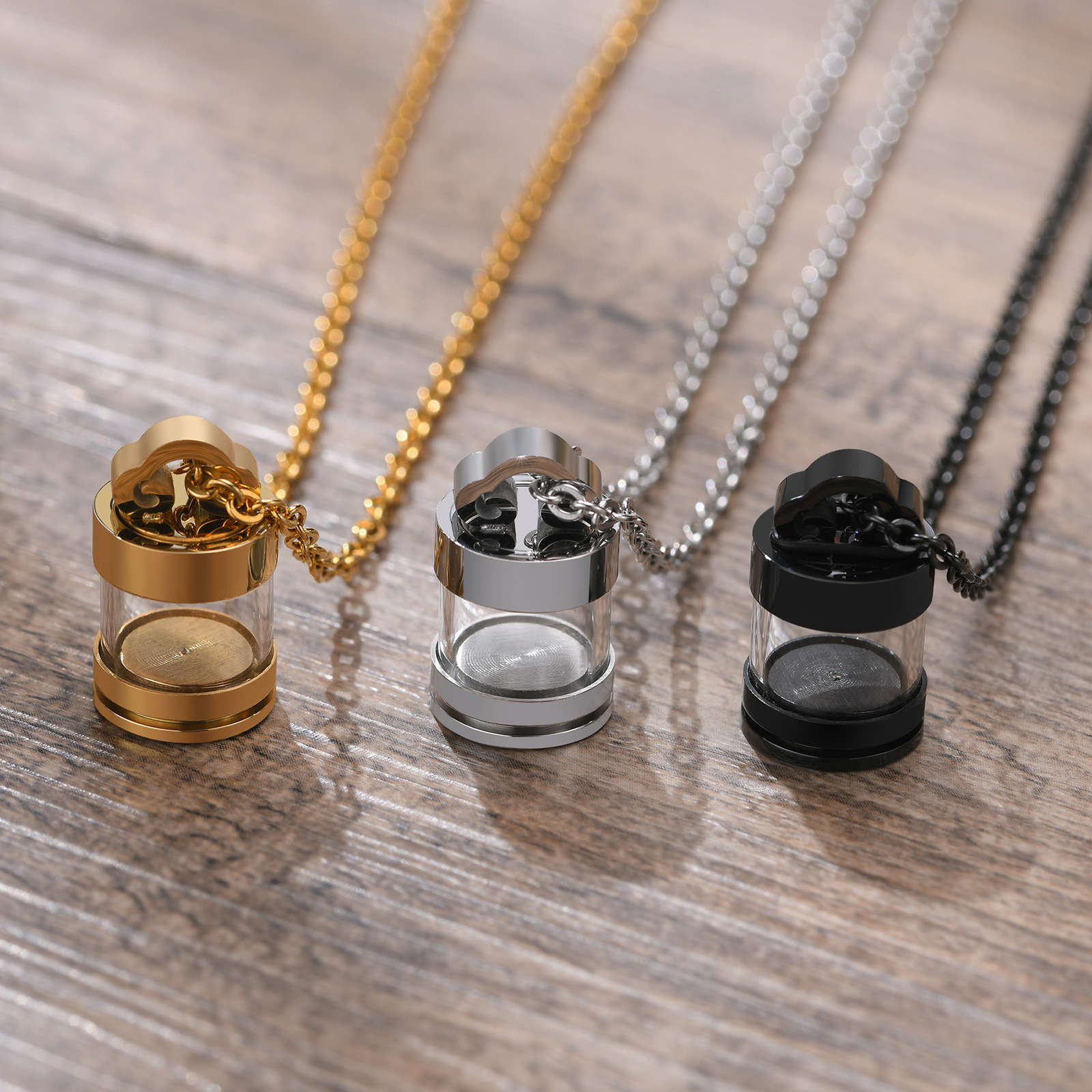 Glass transparent pendant stainless steel
