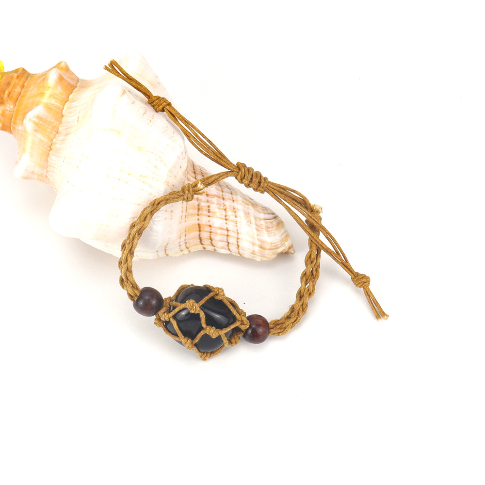 1 Piece Fashion Geometric natural stone Crystal Agate Braid Unisex Bracelets