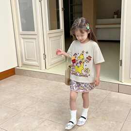 纯棉夏季2026儿童立体玩偶新款韩版男女宝宝洋气可爱宽松休闲上衣