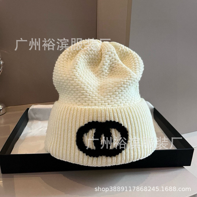 小香风冬季香奶奶羊毛针织帽女保暖加厚新款毛线帽女潮时尚护耳帽|undefined