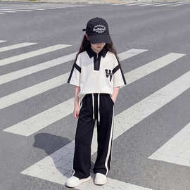 女童2026新款夏套装大童女装洋气时髦夏装儿童短袖休闲运动两件套