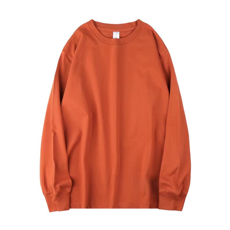 新作250gヘビーウェイト純綿ラウンドネック長袖Tシャツ メンズ トレンドブランド ファッション カジュアル ゆったり プリント 熱転写プリントトップス