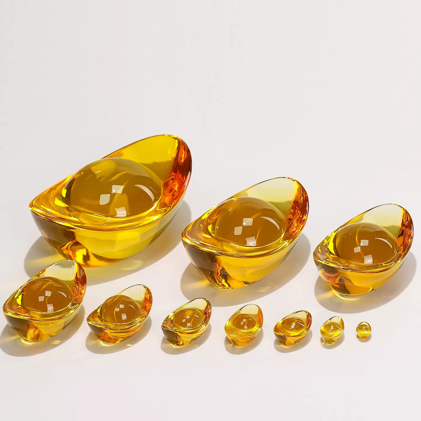 创意水晶元宝摆件金黄小元宝家居开业婚庆礼品客厅摆件装饰品元宝