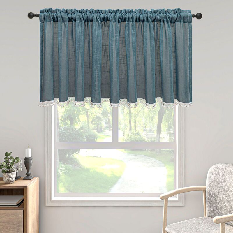 Manufacturers Cross-border Amazon Pastoral Thickened Hemp Yarn Half Curtain Wear Rod Dust Curtain Cabinet Door Curtain Small Curtain Short Curtain