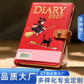 小号笔记本红色PU皮封面UV彩印图案烫金Logo小本子定制新款记事本