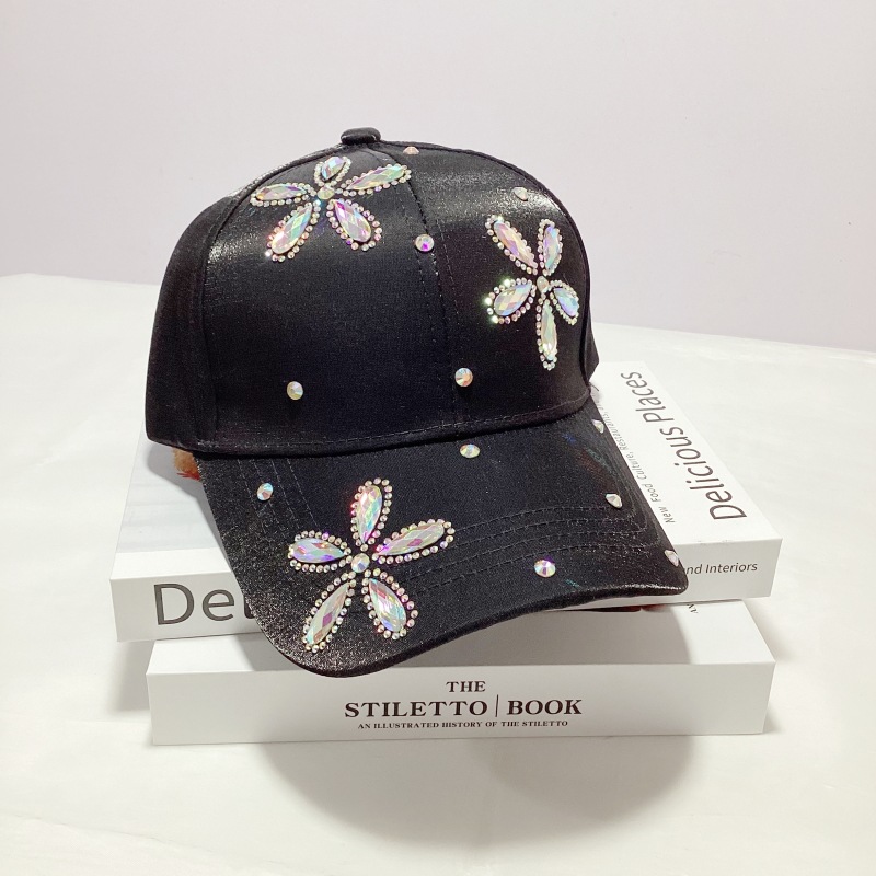 Women's Elegant Classic Style Solid Color Rhinestone Curved Eaves Baseball Cap display picture 8