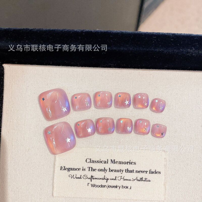 Handmade Toenail Stickers with Iridescent Korean-Style Laser Star Sequins, Versatile and Cute for Unique Toenails Handmade Toenail Stickers with Iridescent Korean-Style Laser Star Sequins, Versatile and Cute for Unique Toenails
