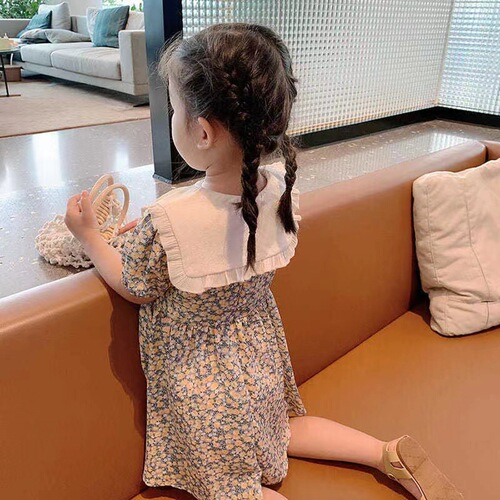 Little Girl Floral Print Summer Dress 2024 Trendy Kids Baby Skirt Cute Princess Dress