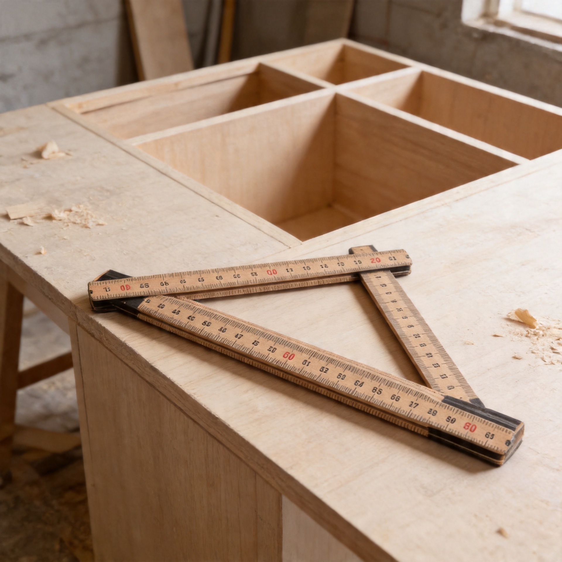 WOODENFOLDINGRULER2米10折桦木折尺弹簧木折叠尺精准刻度