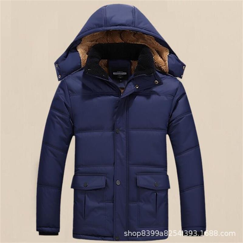 Abrigo acolchado de algodón para hombres 2019 nuevo invierno de mediana edad y ancianos cálido Abrigo acolchado de algodón forrado de lana engrosado moda papá desgaste al por mayor