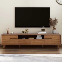 现代简约实木电视柜茶几组合小户型落地柜客厅收纳多尺寸影视柜