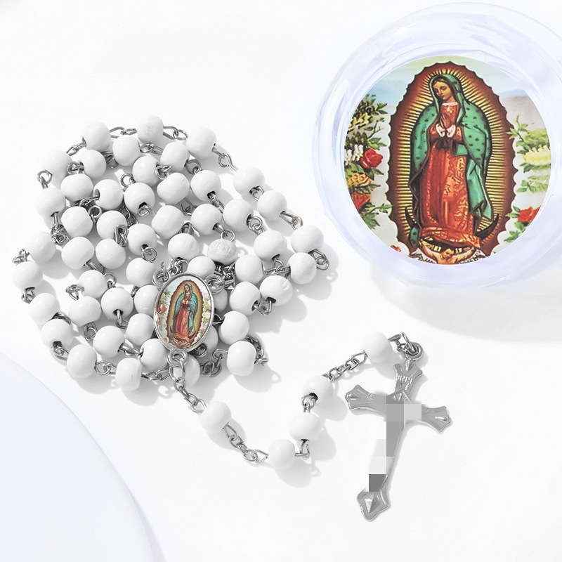 Fragrant wooden bead cross necklace, additional image 8