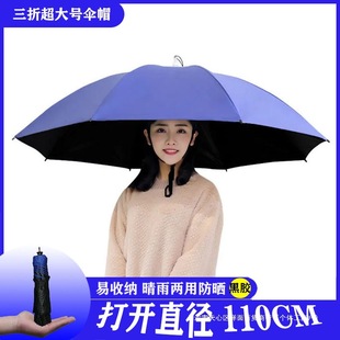 Double-Layer Umbrella Hat, Windproof and Rainproof, Fishing Head-Mounted Umbrella, Sun Protection, Large Overhead Umbrella Hat, Outdoor Sunshade and Fishing