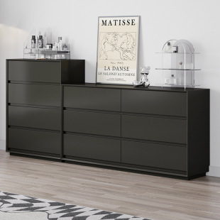 Nordic Simple Bedroom High-grade Grey Solid Wood Drawer Cabinet Dressing Table Integrated Bed End Six or Eight Storage Drawer Cabinet Combination