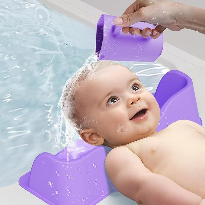 Silicone Portable Shampoo Basin with Flushing Cup Suitable for Young Kidsren and the Elderly, Tear-Free Shampoo Pads