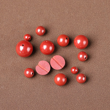 天然原矿保真高含量朱砂珠子帝王砂半成品散珠大红色单珠转运珠