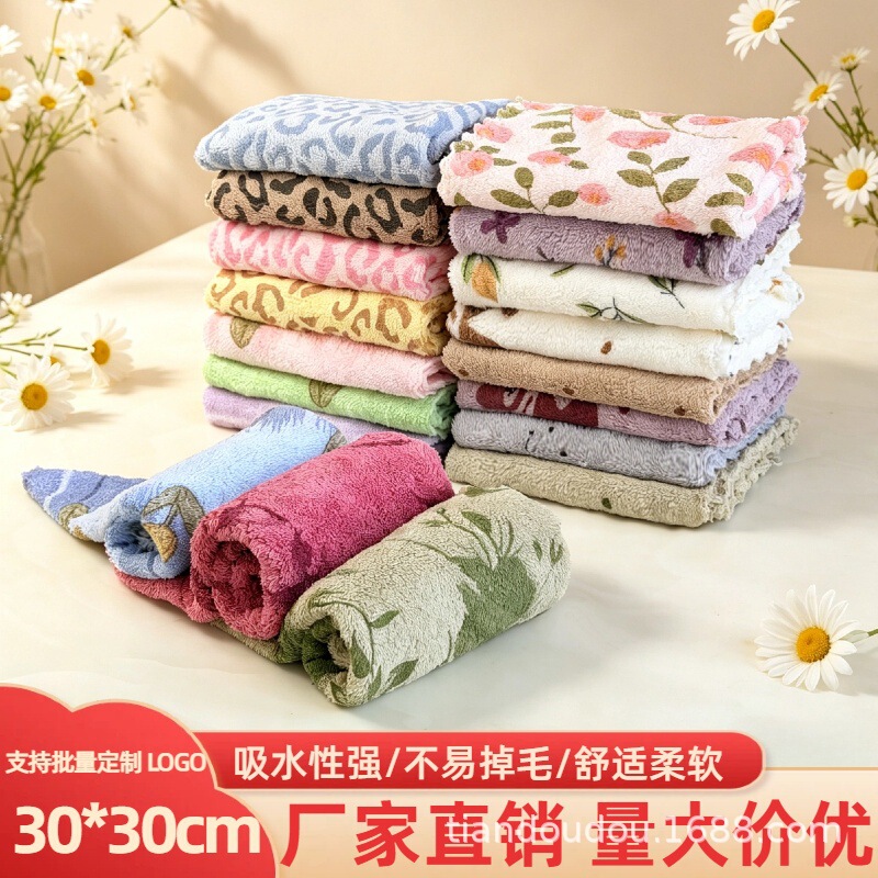 30 New Cross-Border Dropshipping Printed Floral Coral Fleece Lace Square Towels Absorbent Bear Square Towels Cleaning Cloths 30 New Cross-Border Dropshipping Printed Floral Coral Fleece Lace Square Towels Absorbent Bear Square Towels Cleaning Cloths