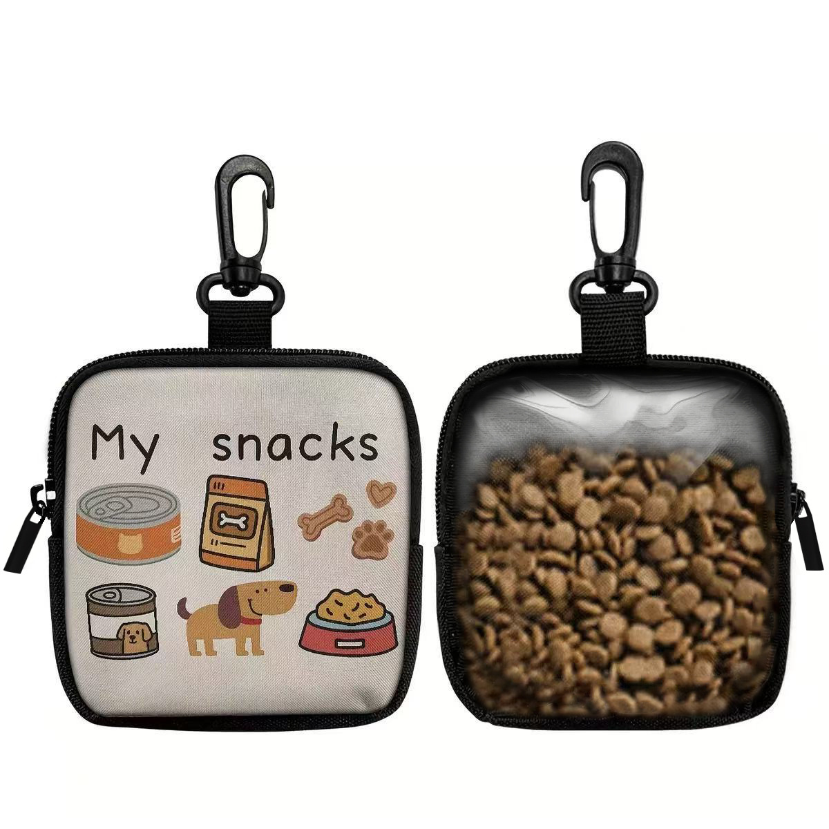 Cross-Border DIY Translucent Dog Snack Bag Pet Training Set with Hook and Zipper Dog Training Bag Dropshipping