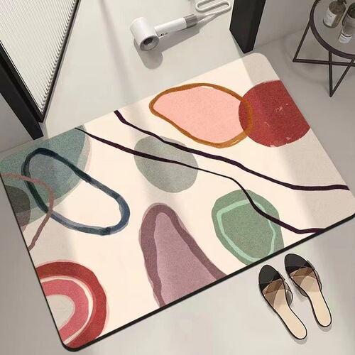Minimalist Style Tech Fabric Material Mat for Home Bathroom and Toilet Entrance Absorbent and Stain-Resistant Quick-Drying Rugs Foot Mat
