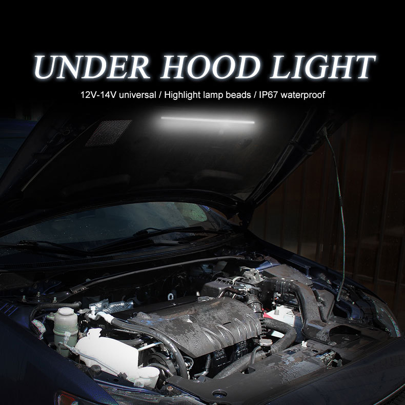 Cross-Border Supply 12V Car Hood Lighting Lamp Emergency Inspection Lamp Hood Light Led Car Decorative Light