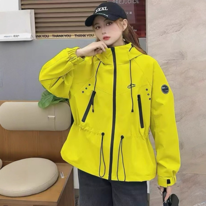 韩版时尚连帽冲锋衣外套女2025秋季新款潮流百搭显瘦工装夹克上衣|undefined