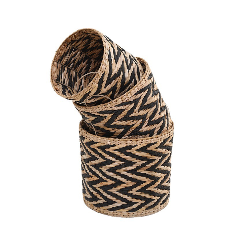 Cesta de almacenamiento tejida a mano de paja de estilo europeo manija cesta de mano suministros para el hogar misceláneas de juguete tubo de almacenamiento fábrica