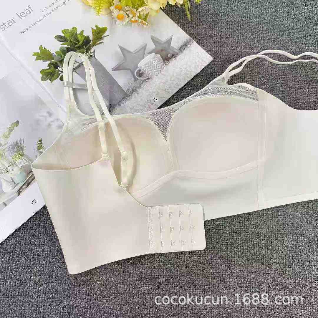 2216 inventario bajo sin rastro de malla lisa ropa interior anti-luz mitad de taza correa de hombro damas sujetador