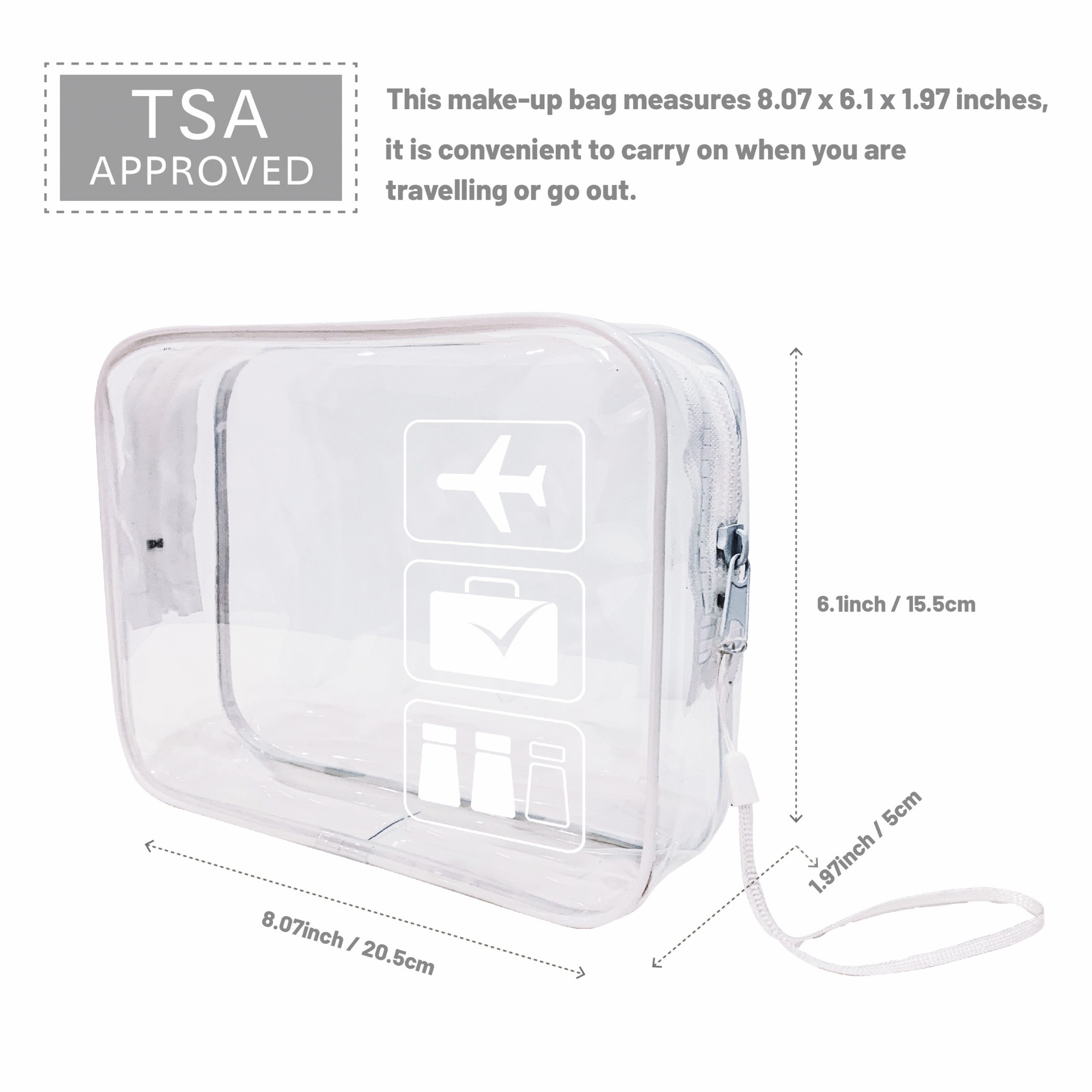 Bolsa de cosméticos de PVC transparente TPU bolsa de lavado de almacenamiento de viaje bolso cosmético cremallera bolsa de voltaje image 11