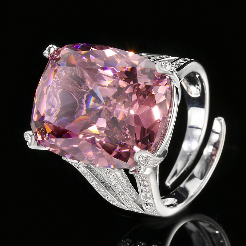 2025 nuevo estilo Zhuang Shengsheng joyería fondo de cobre chapado en oro simulación rojo anaranjado circonio anillo retro piedra principal femenina 15*20