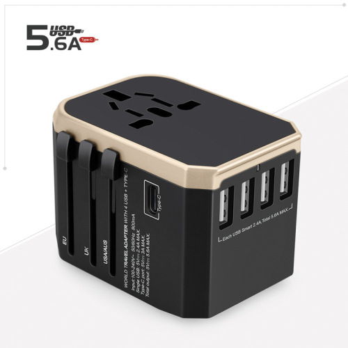 Cross-border travel charger 4USB multi-function global conversion socket Type-C US standard European standard UK standard charging stand