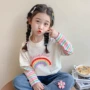 春秋款印花圆领女孩上衣