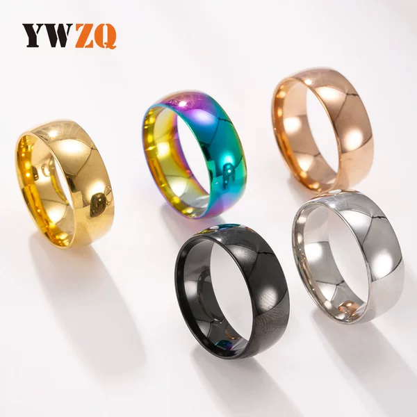 Factory direct supply stainless steel ring jewelry lovers titanium steel ring 8mm glossy fine beauty Ring Ring women