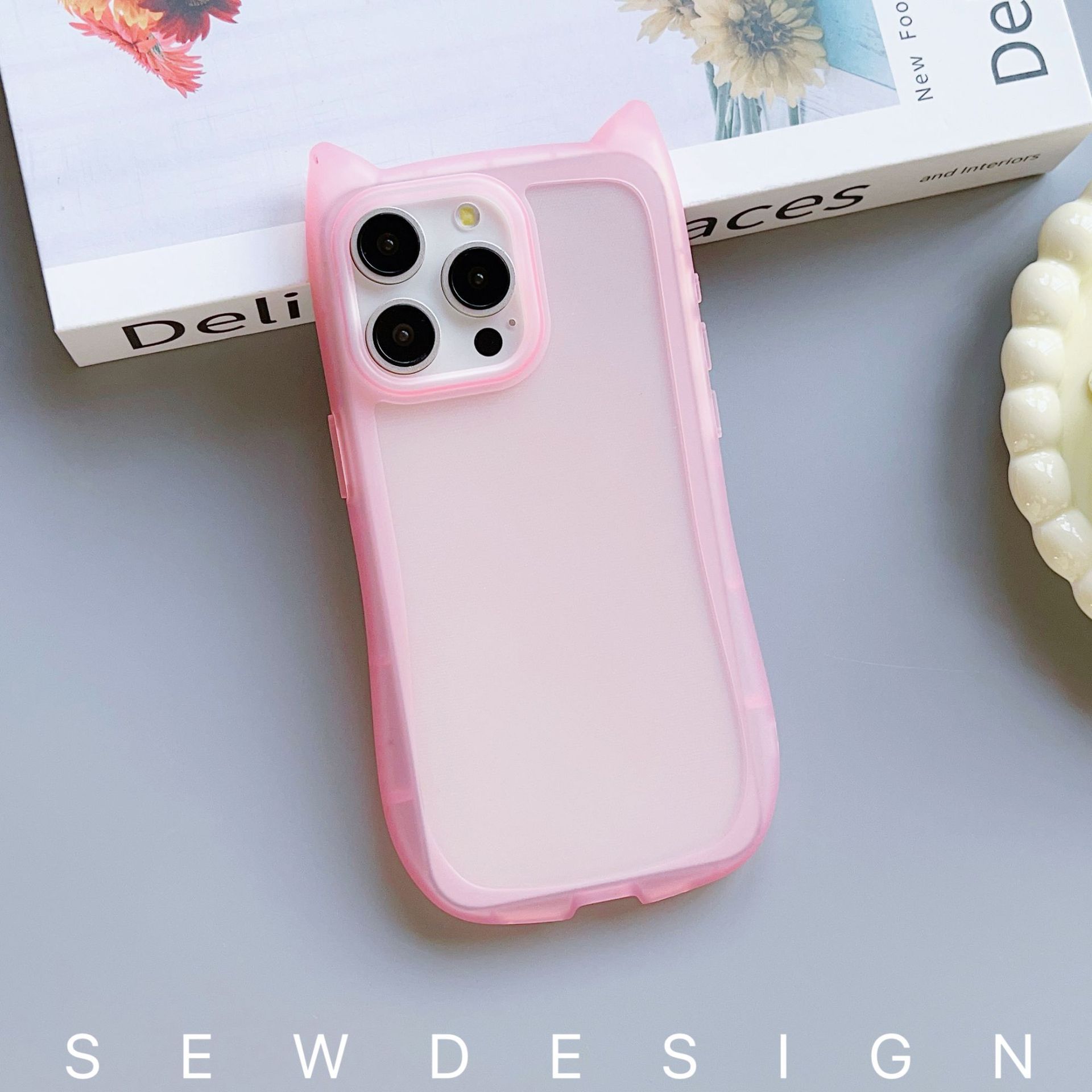 Miniatura y transparente para orejas de gato para Apple 16 caso de teléfono celular iphone 15pro personalidad creativa 13pro nicho 11