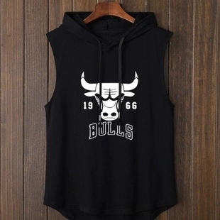 Ice Silk Quick-Drying Fitness Hooded Vest Men's Summer Sweatshirt American Basketball Sports Sleeveless T-Shirt Vest