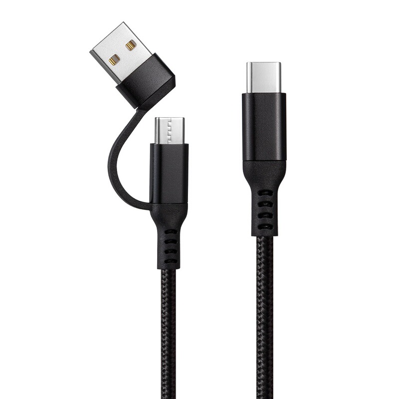 2-in-1 charging cable USB to Type-C suitable for Apple, Samsung, Xiaomi, Huawei fast-charging mobile phone data cable