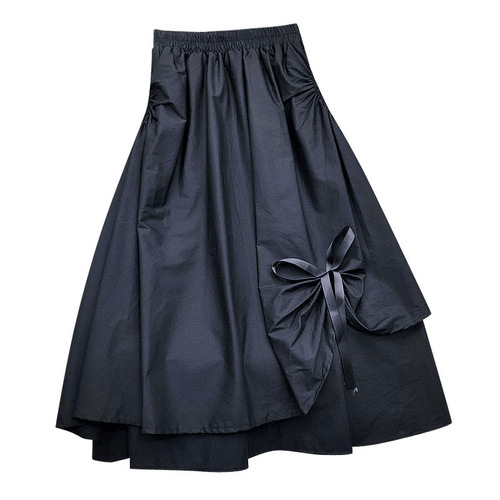 Summer New Korean Style Slimming Semi-Body Skirt for Women with Fake Pockets, Irregular Large Swing Mid-Length Skirt