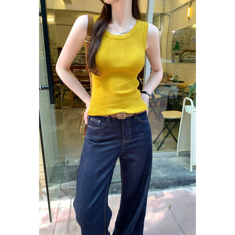 Special Wholesale Ginger U-Neck Sleeveless Wool Knitted Camisole for Women, New Style with a High-End Feel for Layering