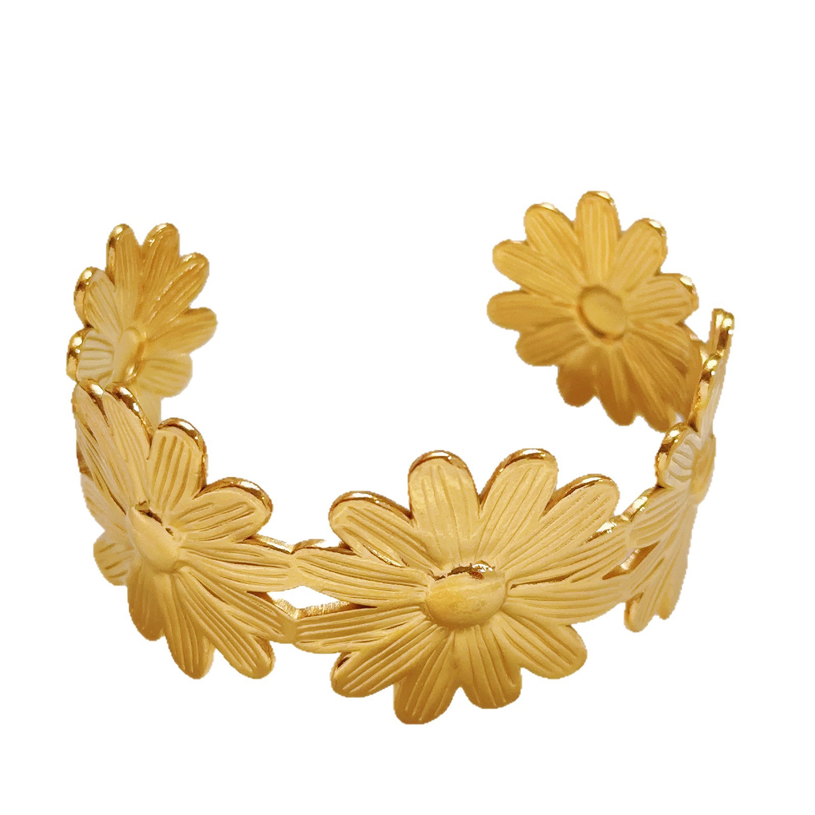 Brazalete de flores de acero inoxidable transfronteriza mujer Europa y América lujosa alta sensación de diseño de joyas de brazalete de apertura dorada