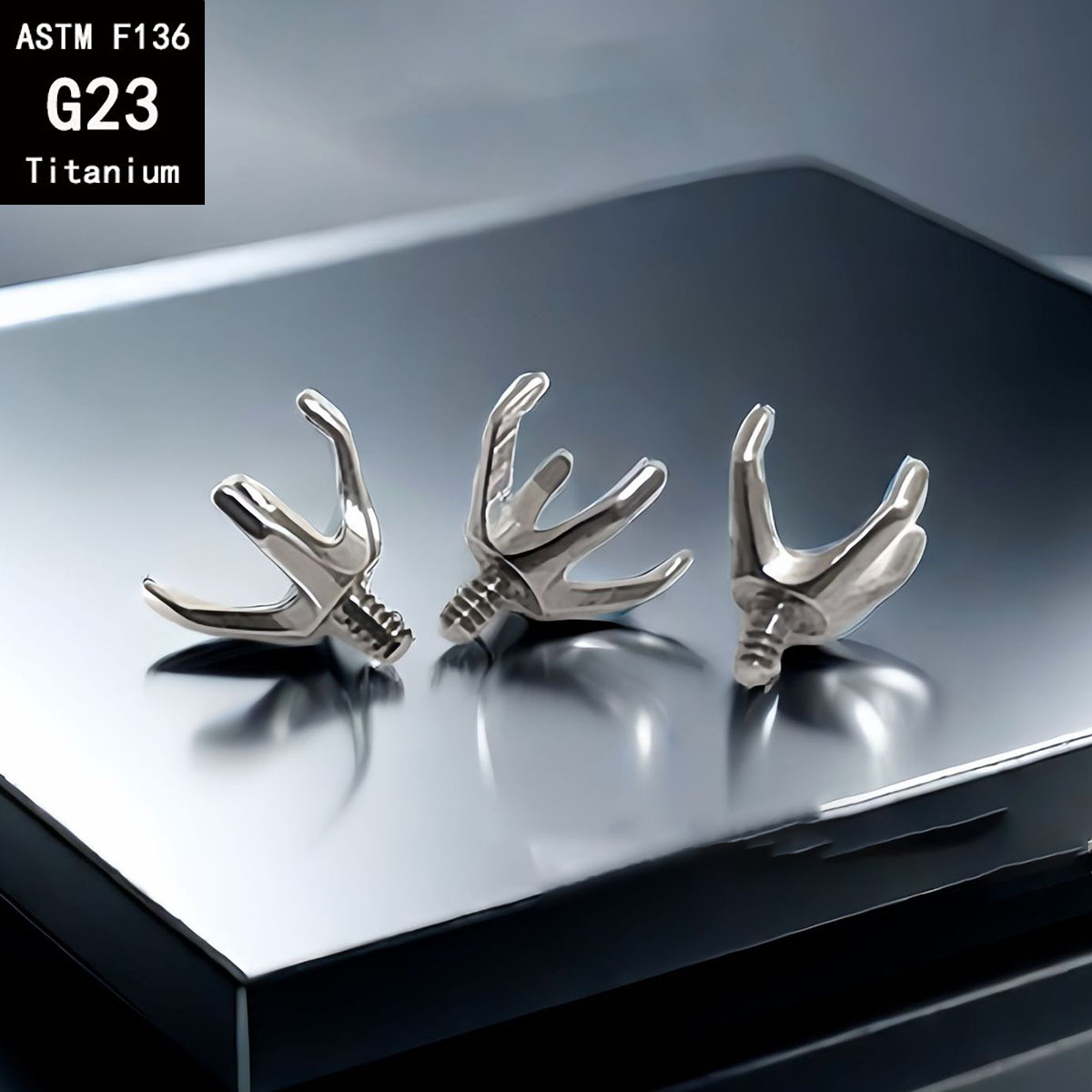 G23 Titanium Four-Claw Round White Stone Earring Empty Holder Externally Threaded DIY Piercing Accessories detail image 7