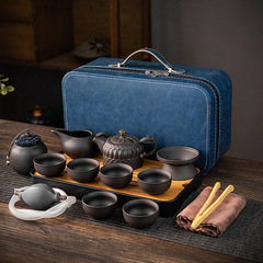 整套帶小茶盤便攜式紫砂旅行茶具快客杯一壺六杯西施壺茶葉罐套裝