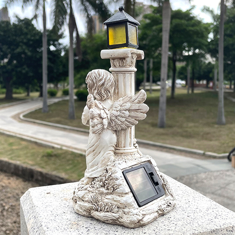  Garden Roman Column Little Angel Ornaments Home Resin New Retro Solar Character Crafts Handmade