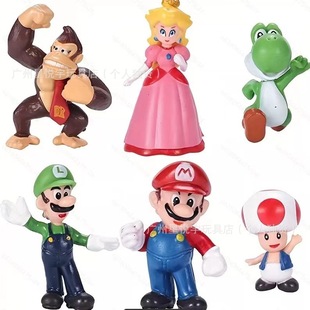6 Super Marie Handmade Mario Luigi Princess Doll Model Ornaments