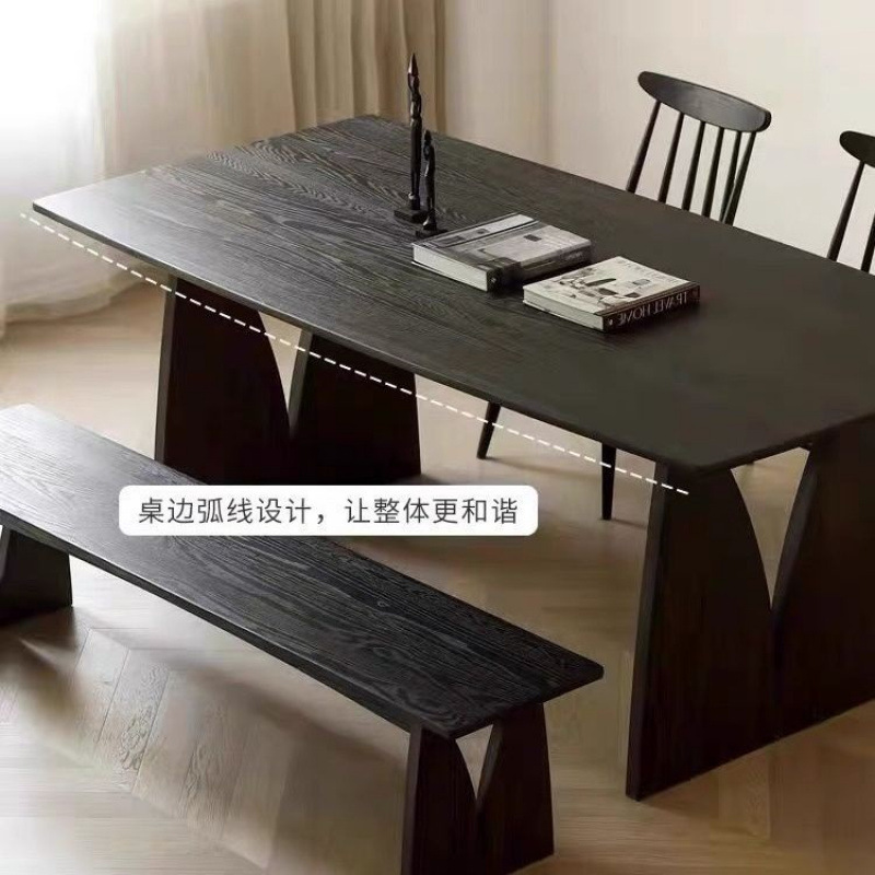 实木茶桌碳化黑色餐桌长条大板桌阳台网红办公电脑桌长桌简约书桌|undefined