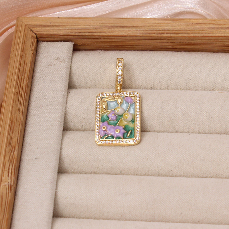 6g Weight Pendant Jewelry Making Type DIY Ornament Accessories Classification 1 Piece Quantity Freshwater Pearl, Copper Material Flower Pattern All Seasons Season Enamel Design Chinoiserie, Classical Style 1 Piece Freshwater Pearl Copper Flower Pendant 18