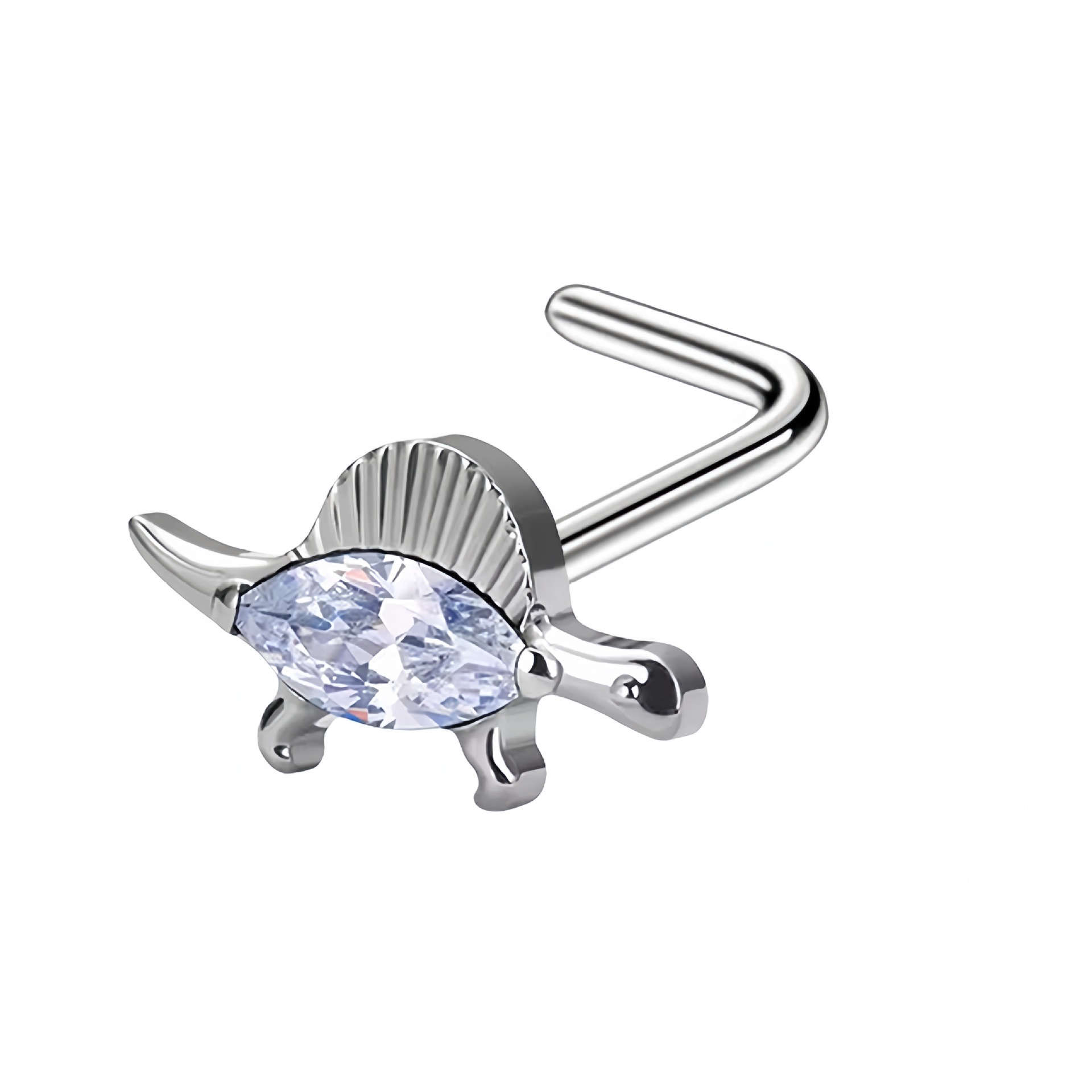 Nesepiercing i rustfritt stål med zirkon flere stiler_voghion.com