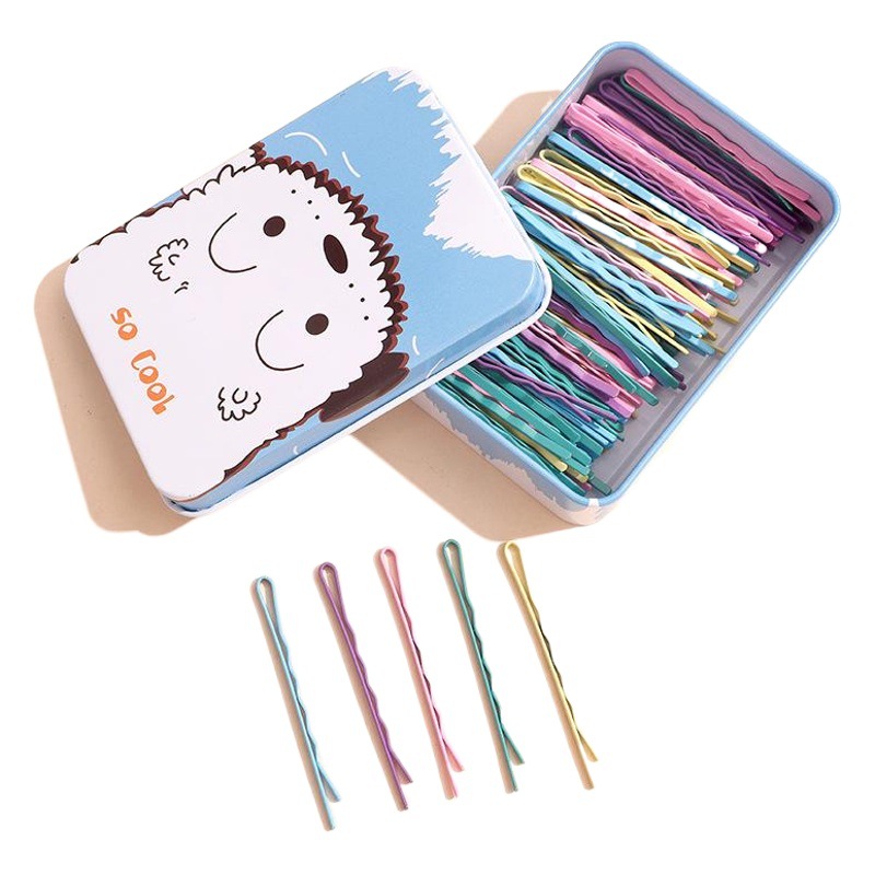 One Character Clip Tinplate Boxed Color Black Hairpin Female Korean Bangs Back Head Hyun Ya Feng Clip