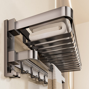 Gun Grey Towel Rack Toilet Storage Rack Punch-Free Bathroom Shelf Integrated Hanger Toilet Bathroom Towel Rack