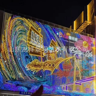 定制幕墙灯饰画美陈户外商场灯饰画楼梯玻璃网红墙亮化霓虹灯灯饰