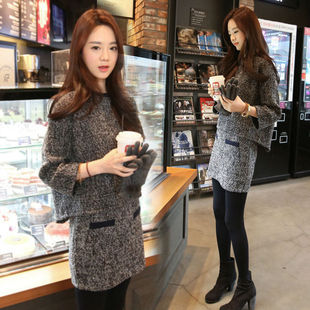 2025 Korean Fashion Suit Skirt Slim Base Skirt Hip Skirt Two-piece Woolen dress Women