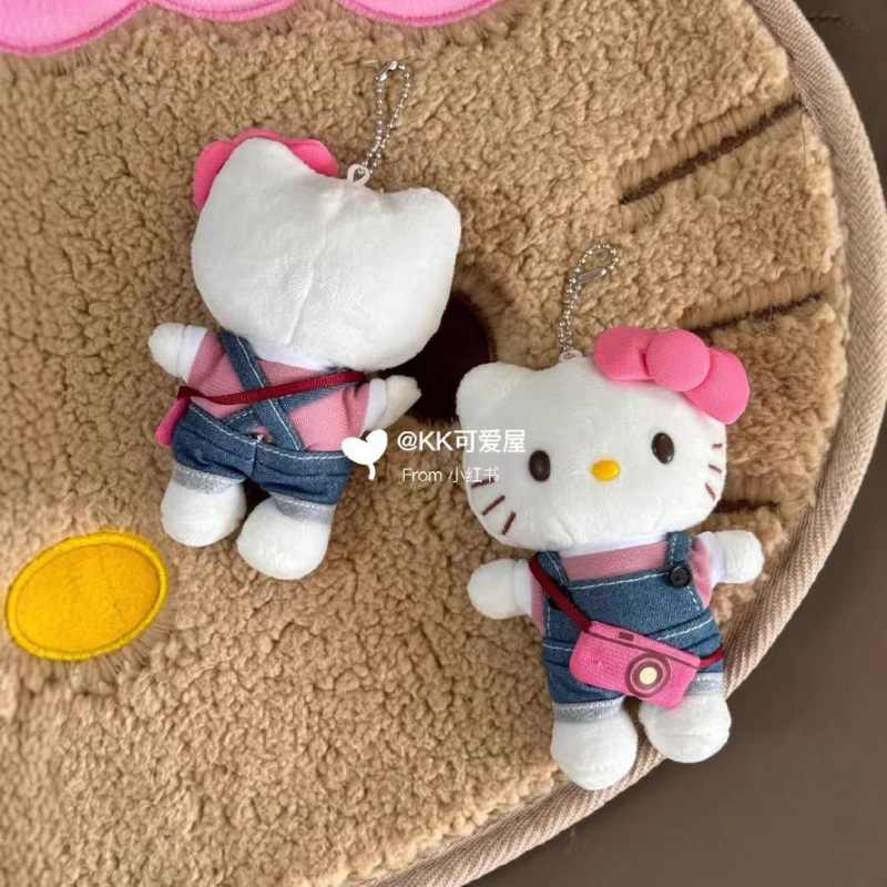 牛仔斜挎包hellokitty包包挂件kt猫哈喽毛绒公仔背包挂饰可爱玩偶|undefined